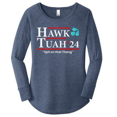 Hawk Tuah 24 Spit On That Thang Women's Perfect Tri Tunic Long Sleeve Shirt