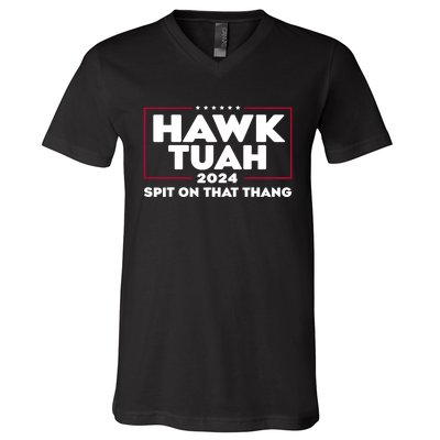 Hawk Tuah 24 Spit On That Thang Funny Saying V-Neck T-Shirt