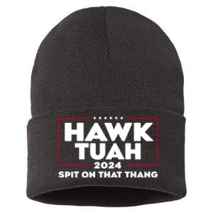 Hawk Tuah 24 Spit On That Thang Funny Saying Sustainable Knit Beanie