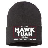 Hawk Tuah 24 Spit On That Thang Funny Saying Sustainable Knit Beanie