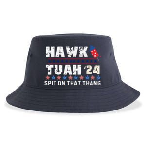 Hawk Tuah 24 Spit On That Thang America Funny Trending Meme Sustainable Bucket Hat