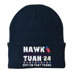 Hawk Tuah 24 Spit On That Thang America Funny Trending Meme Knit Cap Winter Beanie