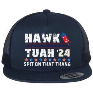 Hawk Tuah 24 Spit On That Thang America Funny Trending Meme Flat Bill Trucker Hat