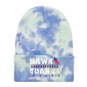 Hawk Tuah 24 Spit On That Thang America Funny Trending Meme Tie Dye 12in Knit Beanie