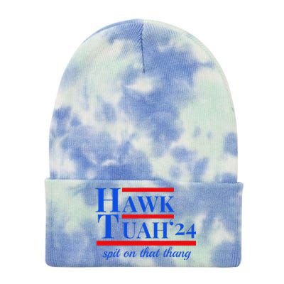 Hawk Tuah 24 Spit On That Thang Funny Meme Tie Dye 12in Knit Beanie