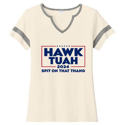 Hawk Tuah 24 Spit On That Thang Funny Saying Ladies Halftime Notch Neck Tee