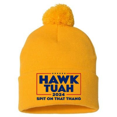 Hawk Tuah 24 Spit On That Thang Funny Saying Pom Pom 12in Knit Beanie