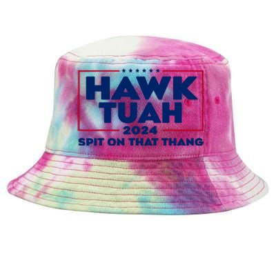 Hawk Tuah 24 Spit On That Thang Funny Saying Tie-Dyed Bucket Hat