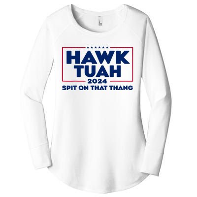 Hawk Tuah 24 Spit On That Thang Funny Saying Women's Perfect Tri Tunic Long Sleeve Shirt