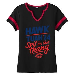 Hawk Tuah 24 Spit On That Thang Hawk Tuah 2024 Hawk Tush Ladies Halftime Notch Neck Tee