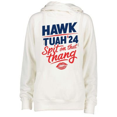 Hawk Tuah 24 Spit On That Thang Hawk Tuah 2024 Hawk Tush Womens Funnel Neck Pullover Hood