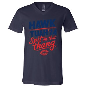 Hawk Tuah 24 Spit On That Thang Hawk Tuah 2024 Hawk Tush V-Neck T-Shirt