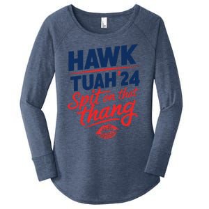 Hawk Tuah 24 Spit On That Thang Hawk Tuah 2024 Hawk Tush Women's Perfect Tri Tunic Long Sleeve Shirt