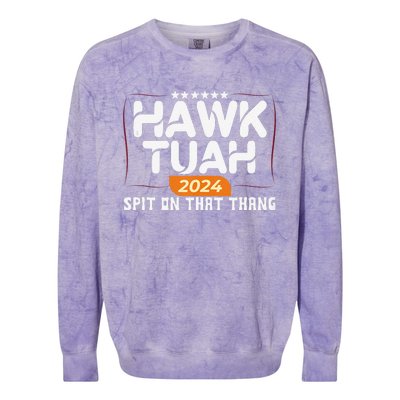 Hawk Tuah 24 Spit On That Thang Hawk Tush 2024 Funny Quote Colorblast Crewneck Sweatshirt