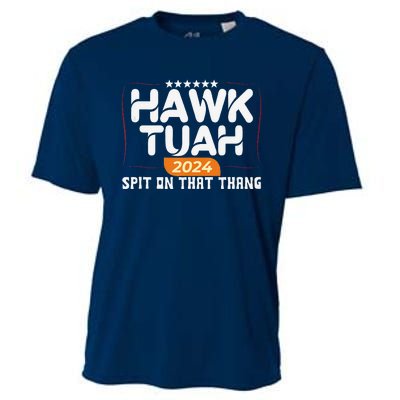 Hawk Tuah 24 Spit On That Thang Hawk Tush 2024 Funny Quote Cooling Performance Crew T-Shirt