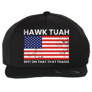 Hawk Tuah 24 Spit On That Thang Usa Flag Wool Snapback Cap