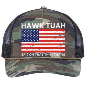 Hawk Tuah 24 Spit On That Thang Usa Flag Retro Rope Trucker Hat Cap