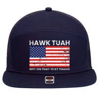 Hawk Tuah 24 Spit On That Thang Usa Flag 7 Panel Mesh Trucker Snapback Hat