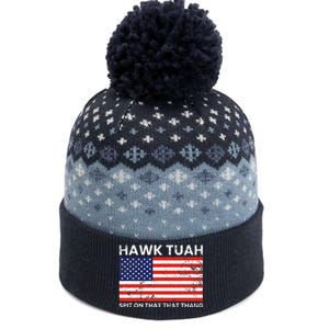 Hawk Tuah 24 Spit On That Thang Usa Flag The Baniff Cuffed Pom Beanie