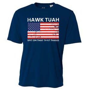 Hawk Tuah 24 Spit On That Thang Usa Flag Cooling Performance Crew T-Shirt