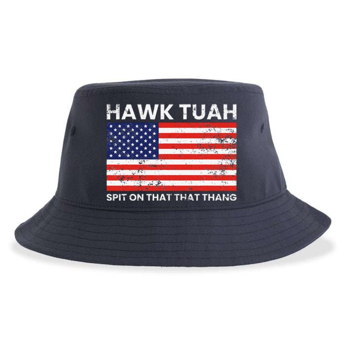 Hawk Tuah 24 Spit On That Thang Usa Flag Sustainable Bucket Hat