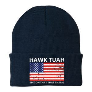 Hawk Tuah 24 Spit On That Thang Usa Flag Knit Cap Winter Beanie