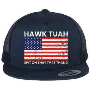 Hawk Tuah 24 Spit On That Thang Usa Flag Flat Bill Trucker Hat