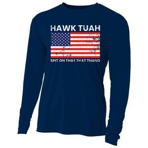 Hawk Tuah 24 Spit On That Thang Usa Flag Cooling Performance Long Sleeve Crew