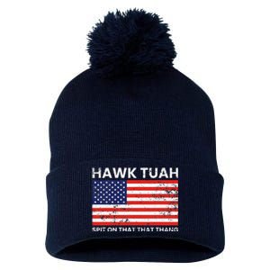 Hawk Tuah 24 Spit On That Thang Usa Flag Pom Pom 12in Knit Beanie