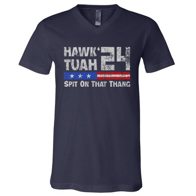 Hawk Tuah 24 Spit On That Thang V-Neck T-Shirt