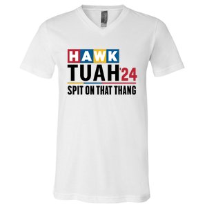 Hawk Tuah 24 Spit On That Thang Funny Saying V-Neck T-Shirt