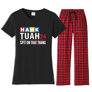 Hawk Tuah 24 Spit On That Thang Funny Saying Women's Flannel Pajama Set