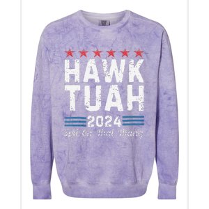 Hawk Tuah 24 Spit On That Thang Colorblast Crewneck Sweatshirt