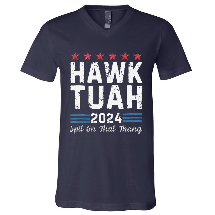 Hawk Tuah 24 Spit On That Thang V-Neck T-Shirt