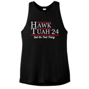 Hawk Tuah 24 Spit On That Thang Ladies PosiCharge Tri-Blend Wicking Tank