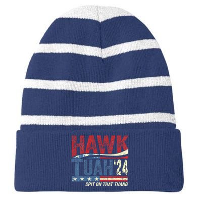 Hawk Tuah 24 Spit On That Thang Striped Beanie with Solid Band