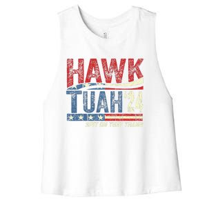 Hawk Tuah 24 Spit On That Thang Women's Racerback Cropped Tank