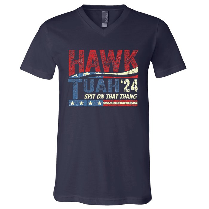 Hawk Tuah 24 Spit On That Thang V-Neck T-Shirt