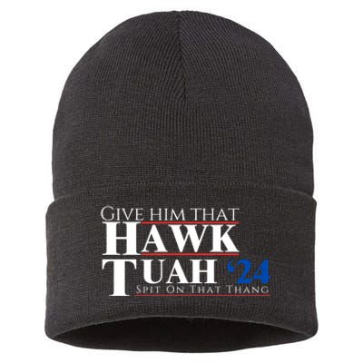 Hawk Tuah 24 Spit On That Thang Sustainable Knit Beanie