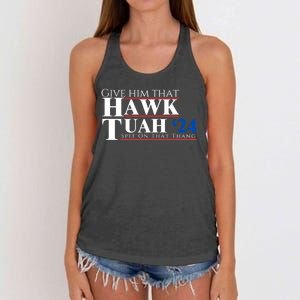 Hawk Tuah 24 Spit On That Thang Women's Knotted Racerback Tank