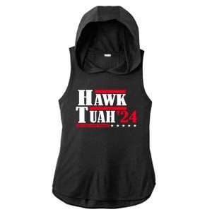 Hawk Tuah 24 Spit On That Thang Ladies PosiCharge Tri-Blend Wicking Draft Hoodie Tank