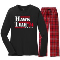 Hawk Tuah 24 Spit On That Thang Women's Long Sleeve Flannel Pajama Set 