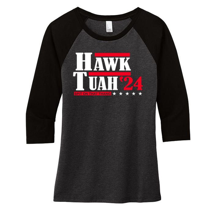 Hawk Tuah 24 Spit On That Thang Women's Tri-Blend 3/4-Sleeve Raglan Shirt