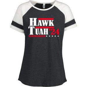 Hawk Tuah 24 Spit On That Thang Enza Ladies Jersey Colorblock Tee