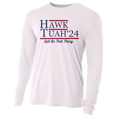 Hawk Tuah 24 Spit On That Thang Funny Saying Quote Cooling Performance Long Sleeve Crew