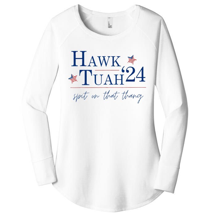 Hawk Tuah 24 Spit On That Thang Women's Perfect Tri Tunic Long Sleeve Shirt