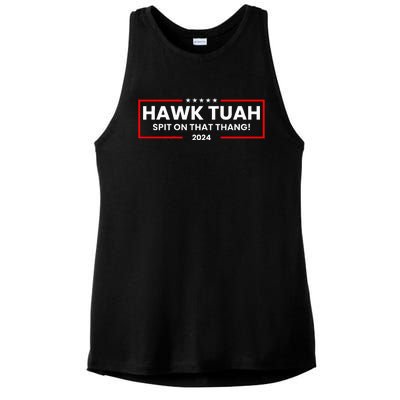 Hawk Tuah 24 Spit On That Thang Ladies PosiCharge Tri-Blend Wicking Tank