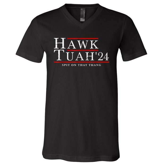 Hawk Tuah 24 Spit On That Thang V-Neck T-Shirt