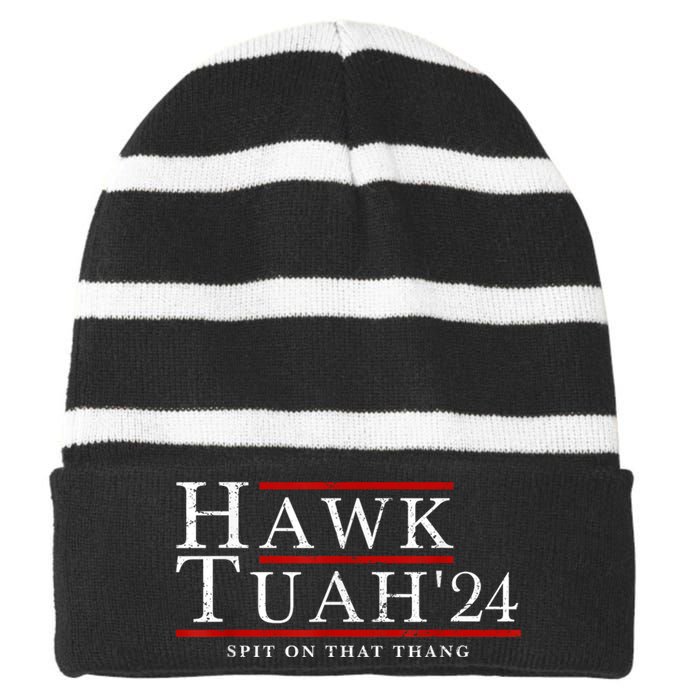 Hawk Tuah 24 Spit On That Thang Striped Beanie with Solid Band