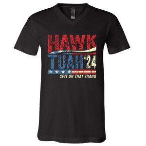 Hawk Tuah 24 Spit On That Thang V-Neck T-Shirt